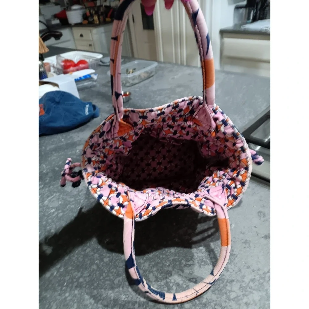 Vera Bradley FLORAL PINK Tote Shoulder Bag Top Zip Flowers Zipper On Both Sides